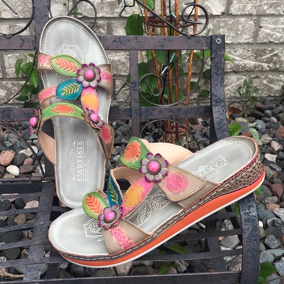 🐲💙 L’ARTISTE by Spring Step Pillow Grey Leather Sandal - Picture 8 of 14